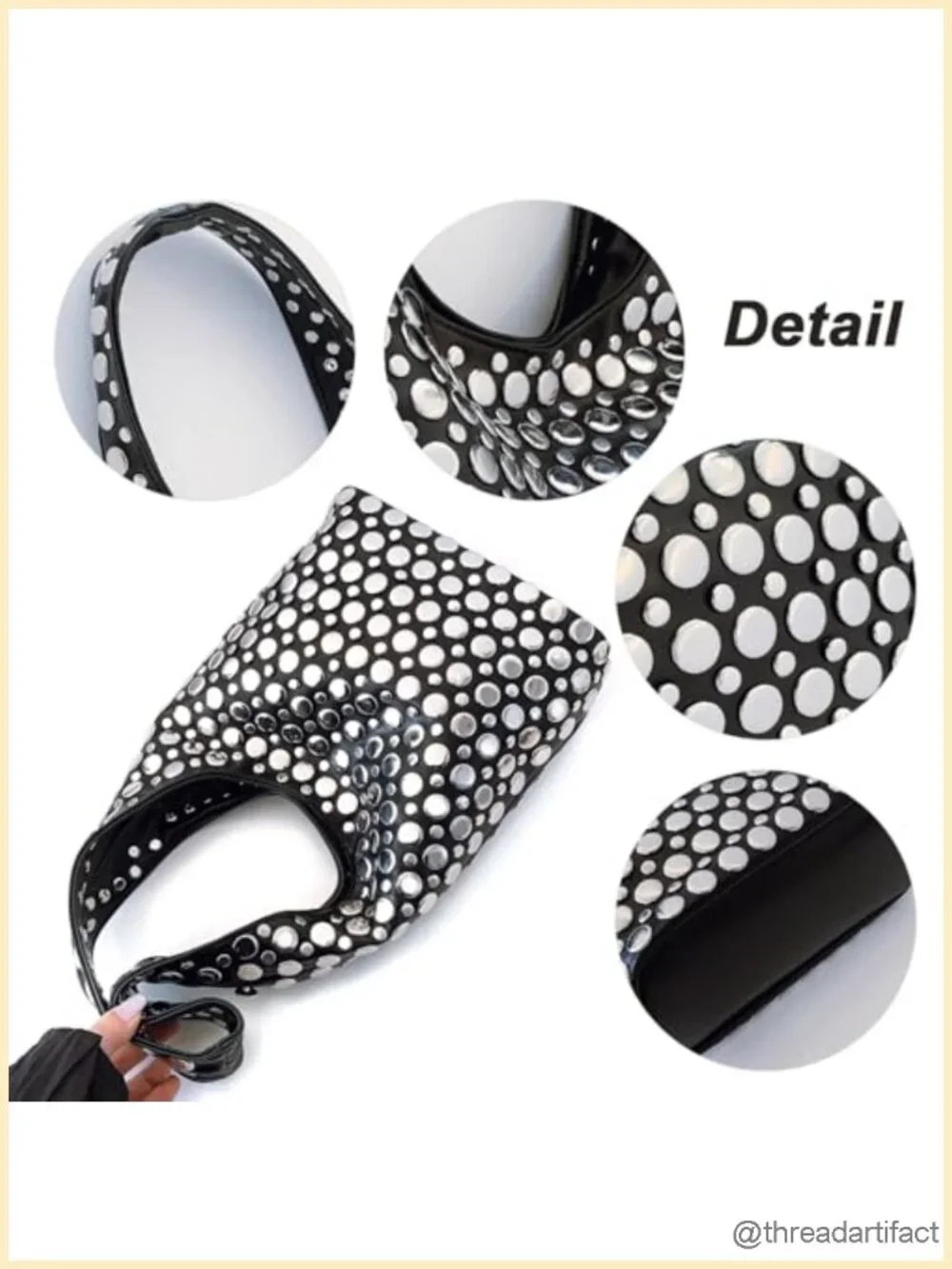 Punk Studded Hobo Shoulder Bag Tote Handbag Fall Trend